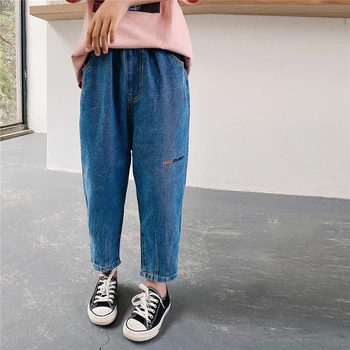 

Girls' Pants 2020 Spring New Loose Style Jeans Children's Two Colors Casual Thin Trousers Jeans