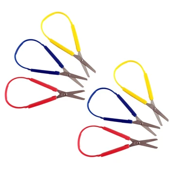 

6pcs Colorful Loop Scissors for Kids Easy Grip Self-Opening Scissor Safety Round Tip Adaptive Cutting