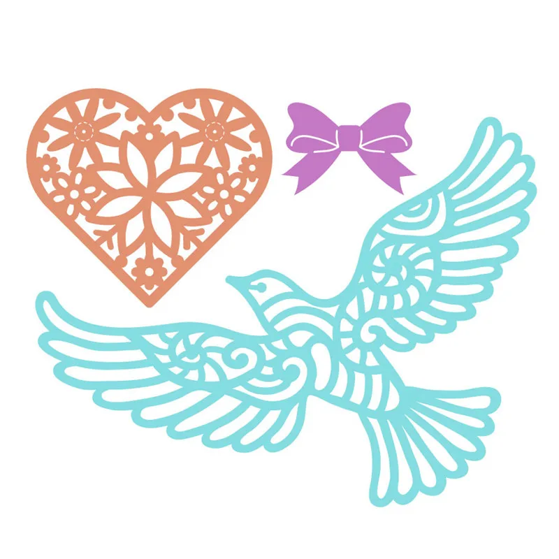 YaMinSanNiO в форме сердца цветок металлические резные штампы Lovebird DIY Выгравированные
