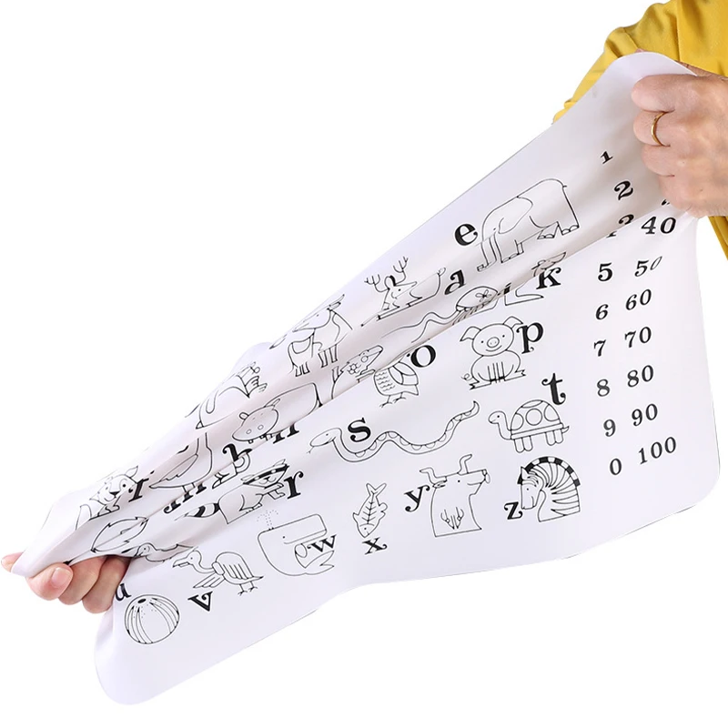 Reusable Graffiti Silicone Placemat Washable Drawing Mat Colouring Alphabet Number Dining Table Mats Baby Learning Silicone Pad