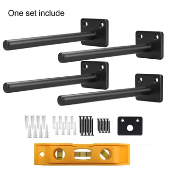 

6 inch Black Hidden Shelf Bracket Support Heavy Duty Wall Mounted Floating Shelf Brackets Screws And Wall Plugs Include