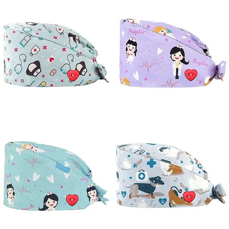 

2020 New Unique Pattern Printing Cotton Hat Cute Cap Working Hat Head Protector Unisex Outdoors Nurse Work Hat