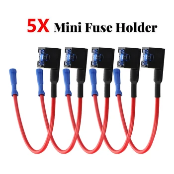 

5PCS Car Mini Micro Blade Fuse Box Holder Adapter Kit 12V Low Profile Auto Parts Mini Add A Circuit Standard Fuse Tap