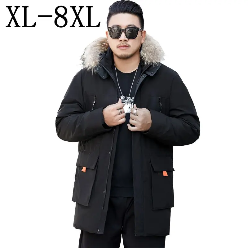8XL 7XL 6XL новое длинное зимнее пальто мужские толстые теплые зимние куртки повседневная мужская парка с меховым воротником Верхняя одежда с капюшоном хлопковая стеганая куртка