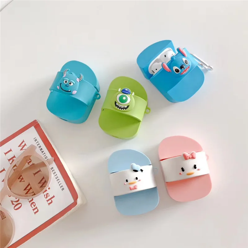 Cartoon Stitch Donald Duck Three-dimensional slippers Apple AirPods1/2 wireless headset protective cover silicone soft case | Игрушки и