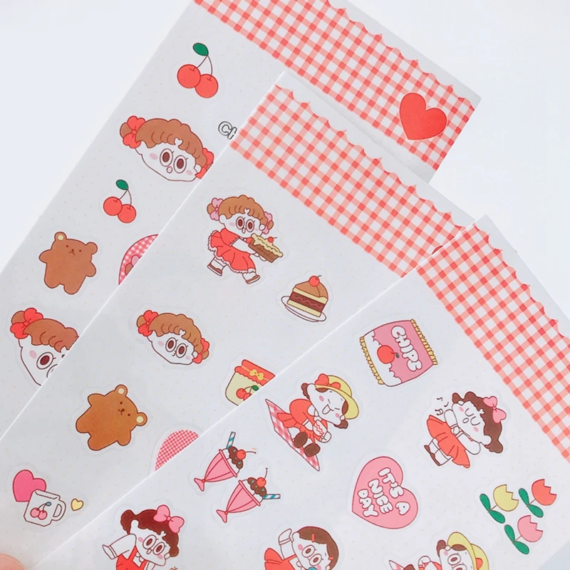 

Kawaii Cake Girl Decor Stickers Scrapbooking Stick Label Diary Album Stickers Kawaii Korean Stationery Toy Stickers Gift