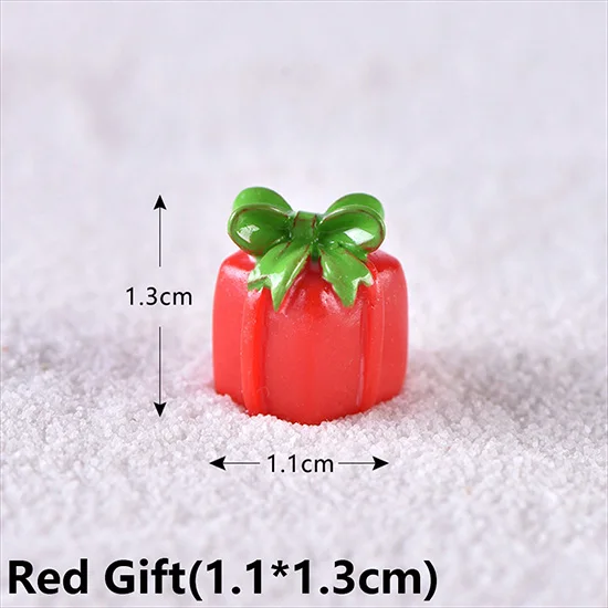 Red Gift(1.1x1.3cm) 1 шт. Рождественский подарок микро бонсай для пейзажа Сказочный Сад домашний Декор Фигурка снеговика Мини Санта Клаус рождественские украшения аксессуары - Цвет: Red Gift(1.1x1.3cm)