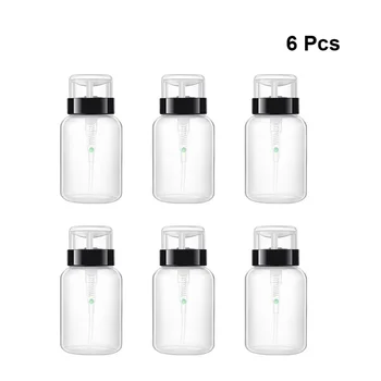 

6pcs 200ml Plastic Lockable Nail Polish Remover Press Pumping Bottle Liquid Subpackage Storage Bottle Dispenser Container (No Wo