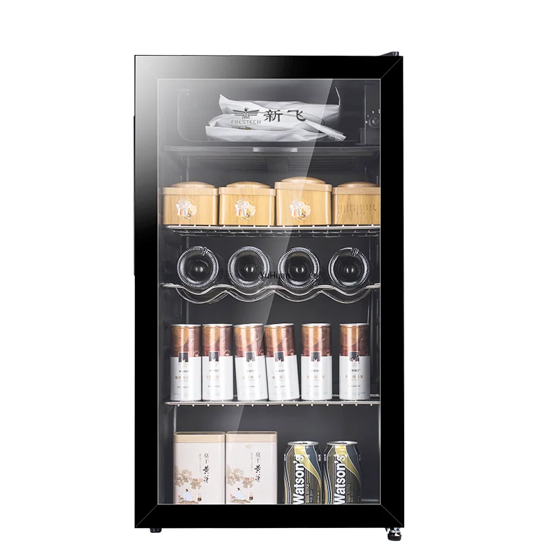 95L Ice Bar Home Small Living Room Office Tea Wine Cabinet Single Transparent Glass Refrigerator Cold Storage Refrigerator
