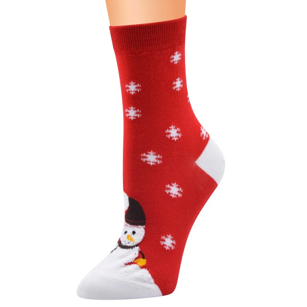 Зимние хлопковые носки; коллекция года; Прямые рождественские носки для мужчин и женщин; короткие носки с объемным рисунком оленя, Санта-Клауса, снежинок;#10