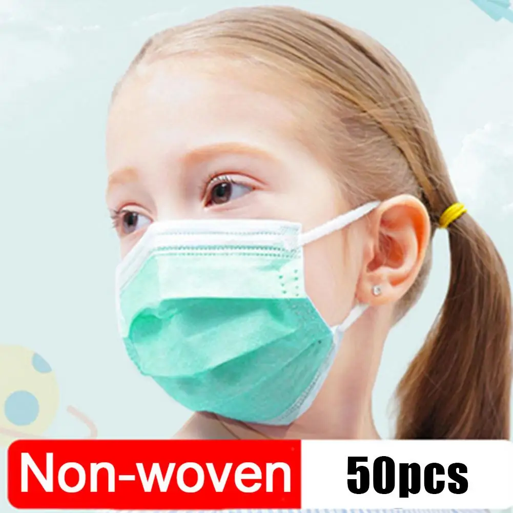 

50Pcs Disposable Masks Children Non-woven Cloth Mouth Mask Face Masks Dust-proof Protective Mouth Mask Outdoor Face Shield Masks