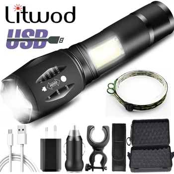

XM-L T6 Usb Rechargeable LED Flashlight 8000 Lumens Torch ZoomaBle Torch for Camping Bike Flash Light Lamp Lighting Lantern