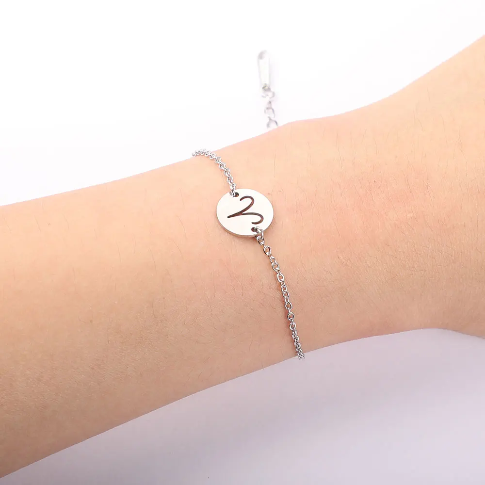 12 Constellation Zodiac Charm Bracelet for Women Female Stainless Steel High Polish Charms Bracelets