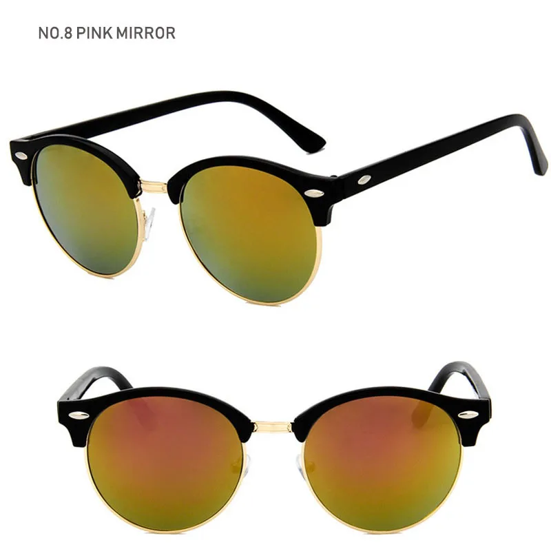 Винтажные классические ретро модные солнцезащитные очки для мужчин и женщин Роскошные брендовые дизайнерские зеркальные вечерние солнцезащитные очки UV400 - Цвет линз: Pink Mirror