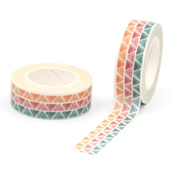 

New Arrival 1PC 15MM*10M Colorful Triangles Washi Tape Wide Sticky Adhesive Tape Scrapbooking Album DIY Decorative Paper Tape