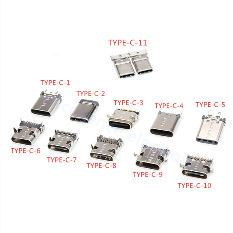 5 шт. Тип C USB 3 1 SMT разъем 24P Горизонтальное среднее крепление мужской женский сквозная плата для зарядного