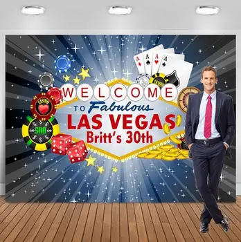 

Las Vegas City Night Photography Backdrop Adult Casino Party Custom Birthday Decoration Background for Pictures Photo Backdrops