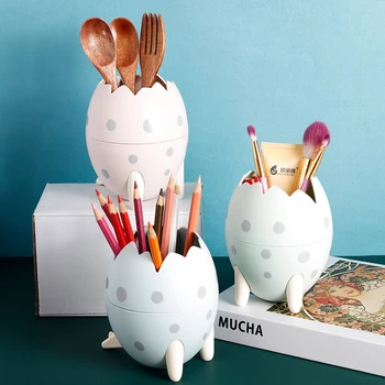 

Creative Plastic Pen Holder Box Cosmetic Tool Qrganizer Multifunctional Brush StorageBox Desktop Portable Office Supplies Female