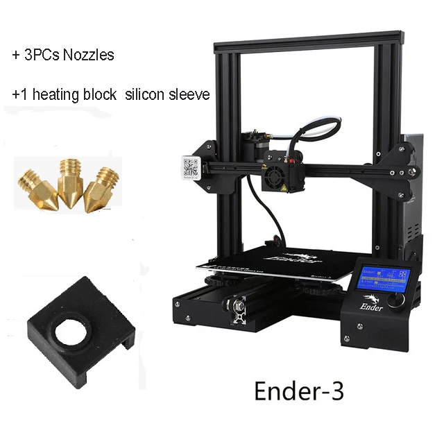 Дешево CREALITY 3D принтер Ender 3 Ender 3X Ender 3PRO подарочные насадки + нагревательный блок силиконовый рукав + PLA