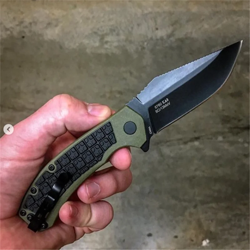 

New sell 8760 ABS Handle 8Cr13Mov Blade pocket Folding knife Outdoor sharp camp hunt Tactical Survival fishing knives EDC tools