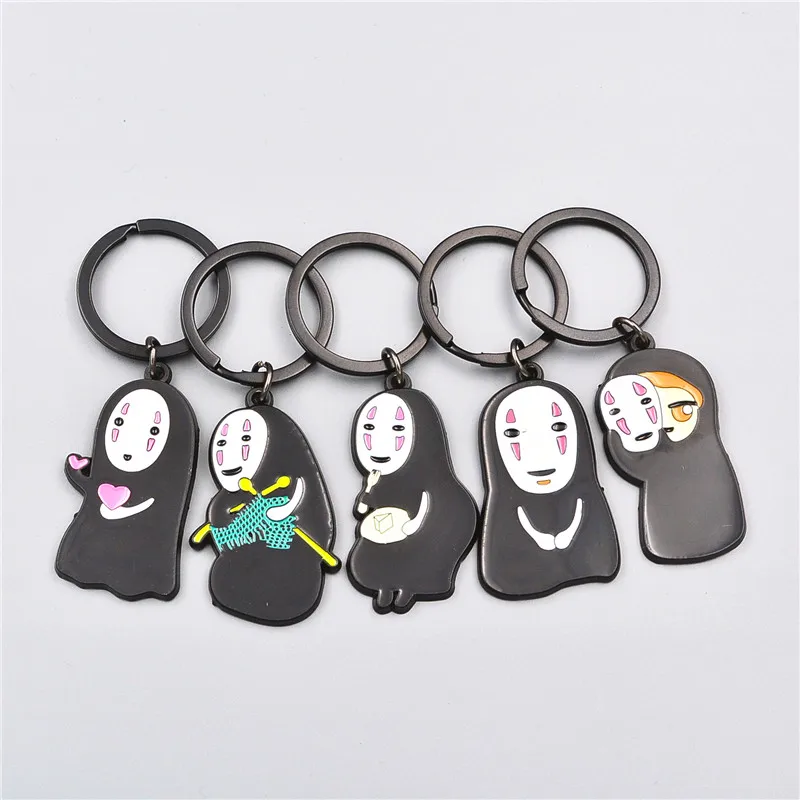 

No Face Iron Key Ring Studio Ghibli Miyazaki Hayao Spirited Away Kaonashi Anime Keychain Pendant Cartoon Key chains Kids Toys