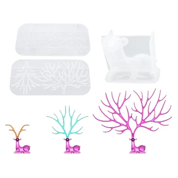 

Fawn Tree Branch Antlers Crystal Epoxy Silicone Mold DIY Jewelry Display Stand Handmade Table Set Holiday Gift