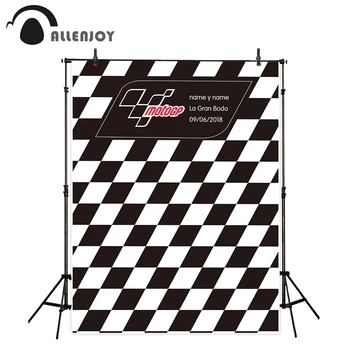 

Allenjoy Lattice Moto Photocall Wedding Black White Phrase Professional Photobooth Background Anniversary Photocall Backdrops