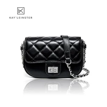 

Genuine Leather Trendy Handbags Women 2020 New Fashion Small Fragrance Style Rhombic Chain Bag Texture Messenger Small Bag