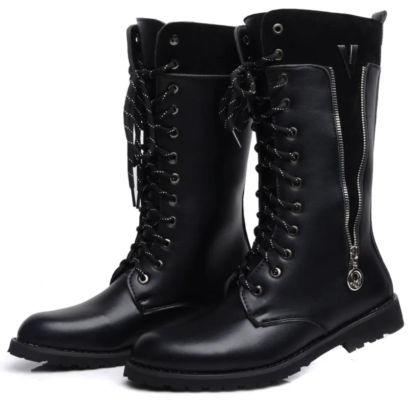 Мотоботы Высокие Мужские ботинки в стиле панк Зимние Zapatos De Hombre Мужская обувь