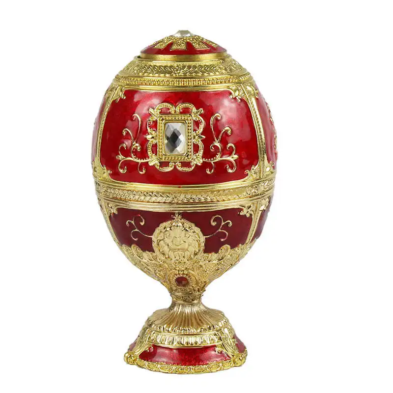 European Painting Creative Gift Ornaments Toothpick Box Castle Egg Shaped Toothpick Party Gold And Red