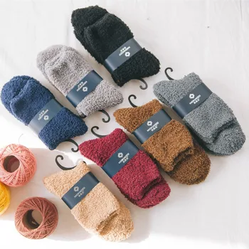

male solid color winter thick long socks gifts for men funny thermal warm fleece Men's socks