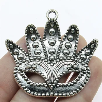 

WYSIWYG 2pcs 48x50mm Masquerade 32x20mm Mask Pendants Antique Silver Color Mask Charm Big Mask Charm For Jewelry Making