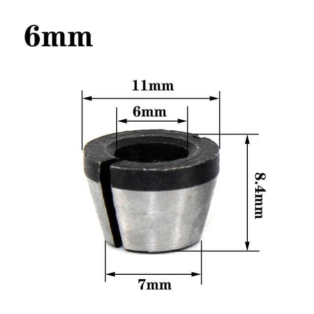 LAVIE 1pc 3 pcs set collet 6mm 6.35mm 8mm collets chuck Engraving Trimming Machine Electric Router Milling Cutter Accessories 6mm