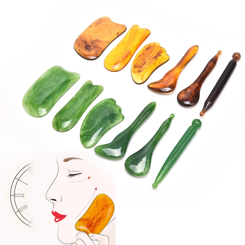 1PCS GuaSha Massage Tool Natural Resin Scraping Massage Tools Facial SPA Body Care Beeswax Scraping Boards