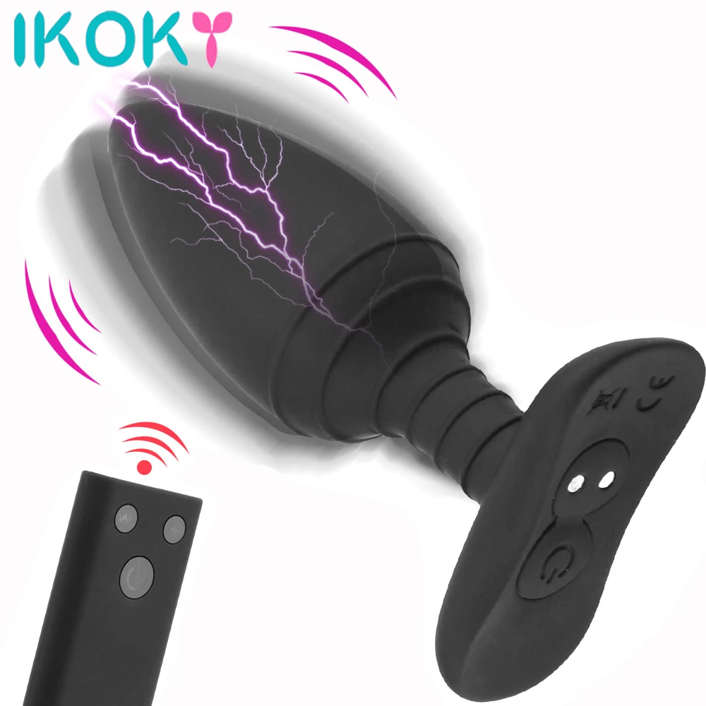 Вибратор IKOKY с электрическим током Анальная пробка анальная дистанционным