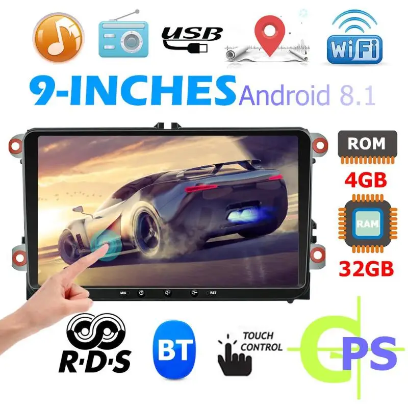 

9 inch IPS Android 8.1 Octa Core Head Unit GPS Navigation BT WiFi USB Car Radio High Definition with 1024 x 600 Pixel