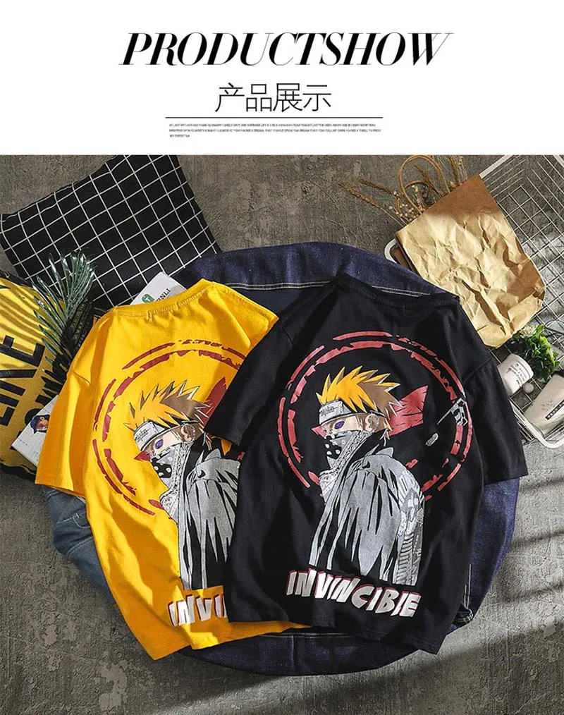Harajuku Наруто Акацуки Мужская футболка Японская уличная одежда футболки мужские Аниме плюс размер футболка японский стиль одежда для мужчин 4xl