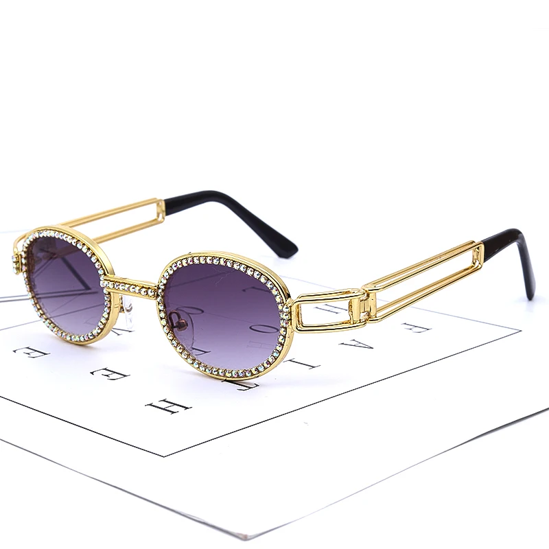 JASPEER круглые стразы солнцезащитные очки для женщин стимпанк алмаз солнцезащитные очки классические очки для мужчин прозрачные линзы Винтаж - Цвет линз: 3