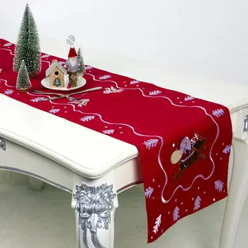 

Rectangle Christmas Table Cloth Cover Kitchen Desk Embroidered Runner Home Decoration Anti-Dust Living Room Dining Tablecloth