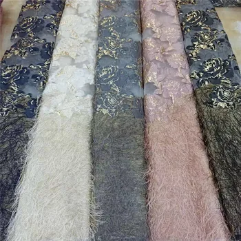 

Madison Newest Jacquard Lace Fabric with Feather High Quality Brocade Lace for Bridal Materials Nigerian Brocade Fabric