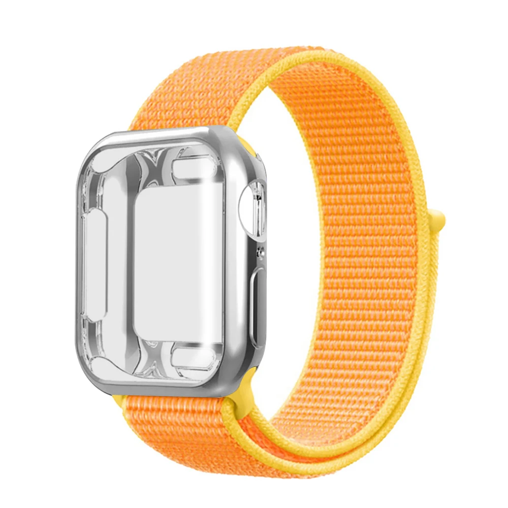 Дорожная сумка для мужчин/нейлон ремешок+ чехол для Apple watch 5/4/3/2/1, 42 мм, 38 мм, версия в едином положении во время занятий легкой атлетикой, band применяется для наручных часов iwatch, 40 мм 44 спортивный браслет - Цвет ремешка: Light yellow