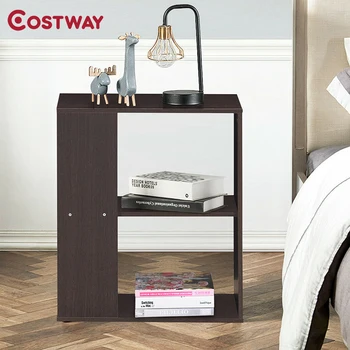 

3-Tier Side End Table Open Storage Shelves Large Storage Space Concise Modern Appearance Smooth Surface Side Table