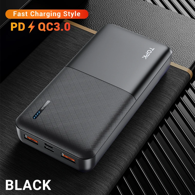 TOPK I2009Q Power Bank 20000mAh External Battery Quick Charger 3.0 USB Type C PD 3.0 Fast 18W Powerbank for iPhone Xiaomi Mi 9 8 portable charger for android Power Bank