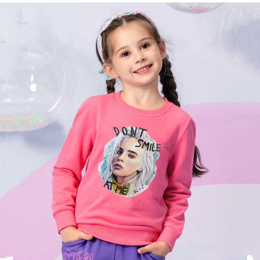 Billie Eiish Children's Hoodies Sweatshirts Girl Kids Girls Pink Tshirt Pullover Tops for Baby Boys Autumn Clothes 2-14 Years