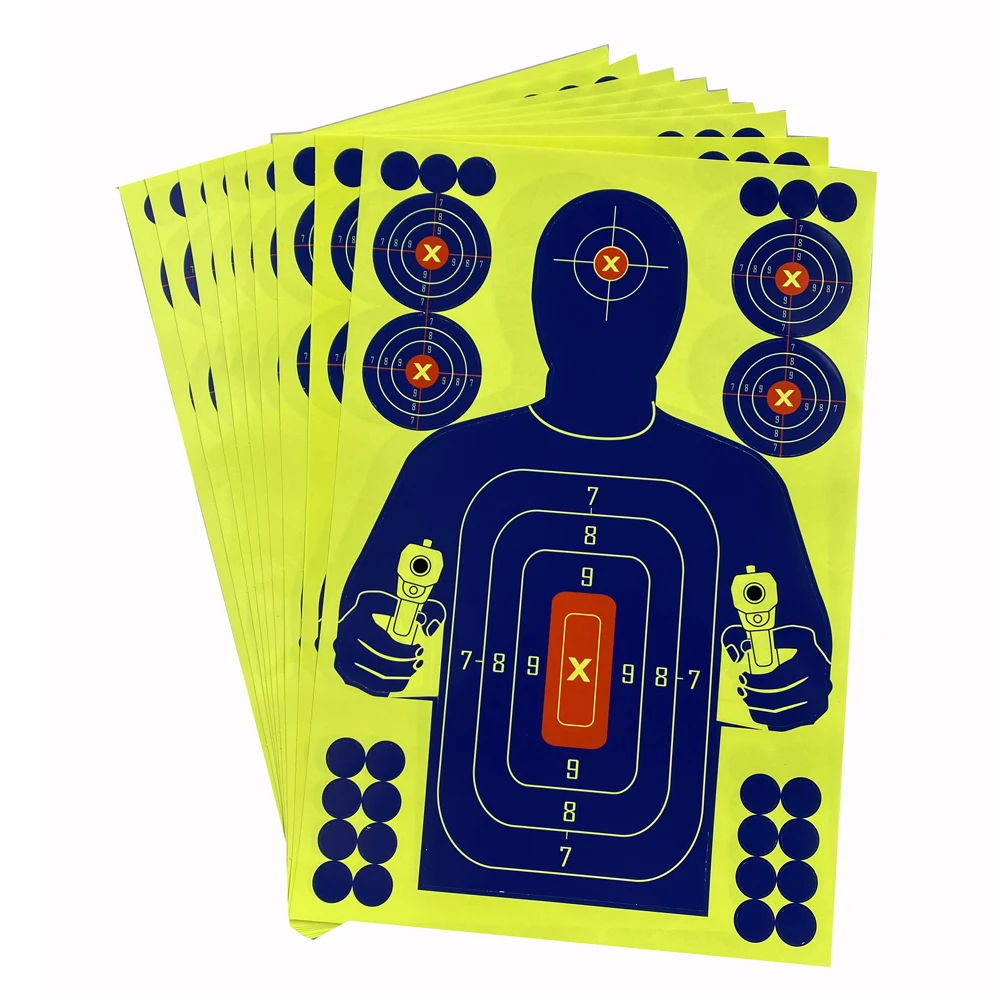 Shooting Targets Stickers Spinner Shooting Targets 10 Pcs 12*18 Inch Fresh Blue Silhouette Splatter & Reactive Blooming Target