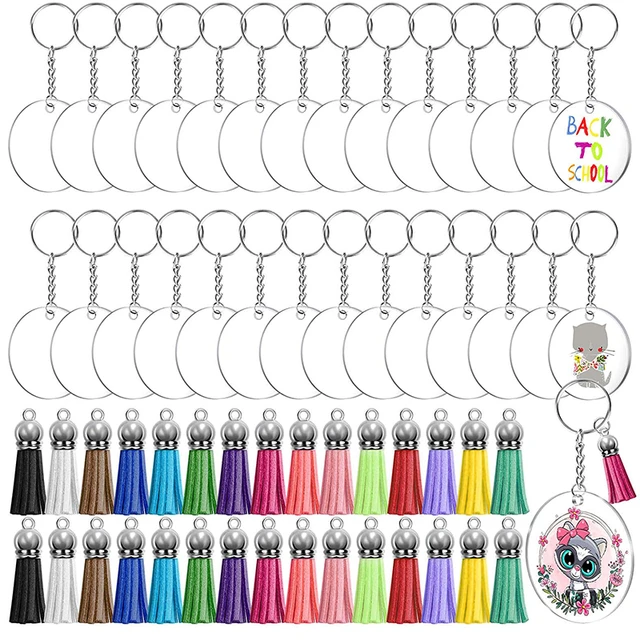 350Pcs Clear Acrylic Keychain Blanks for Vinyl Acrylic Blanks Keychain  Tassels Jump Rings for DIY Keychain