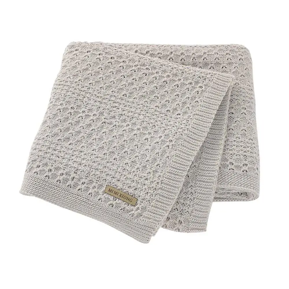 Baby Blankets Newborn Boys Girls Stroller Bed Crib Blankets 100*80cm Solid Color Knitted Infant Kids Monthly Swaddle Wrap Quilts