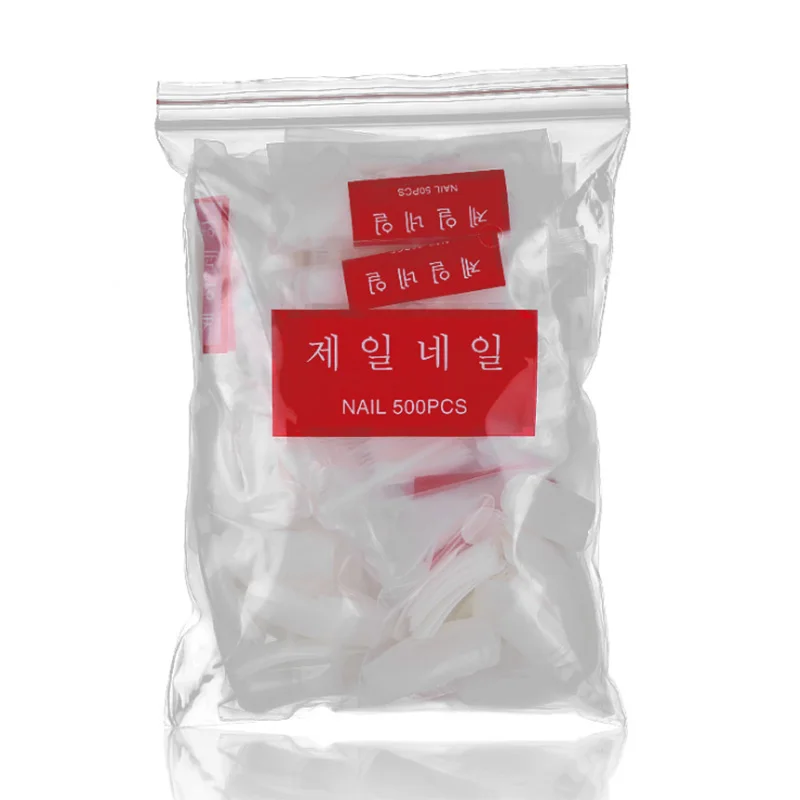 FlorVida 500pcs/bag Half Extension False Nail Tips Natural Transparent Fake Nail DIY Nail Art False Nails Tips