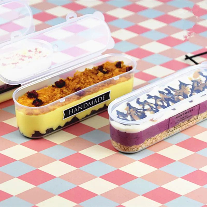 

10pcs High quality transparent square cake plastic cup 250ml party birthday favor ice cream dessert decor cup packaging with lid