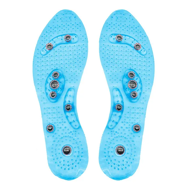 Unisex Magnetic Massage Insoles Foot Acupressure Shoe Pads Therapy Slimming Insoles for Weight Loss Transparent Blue